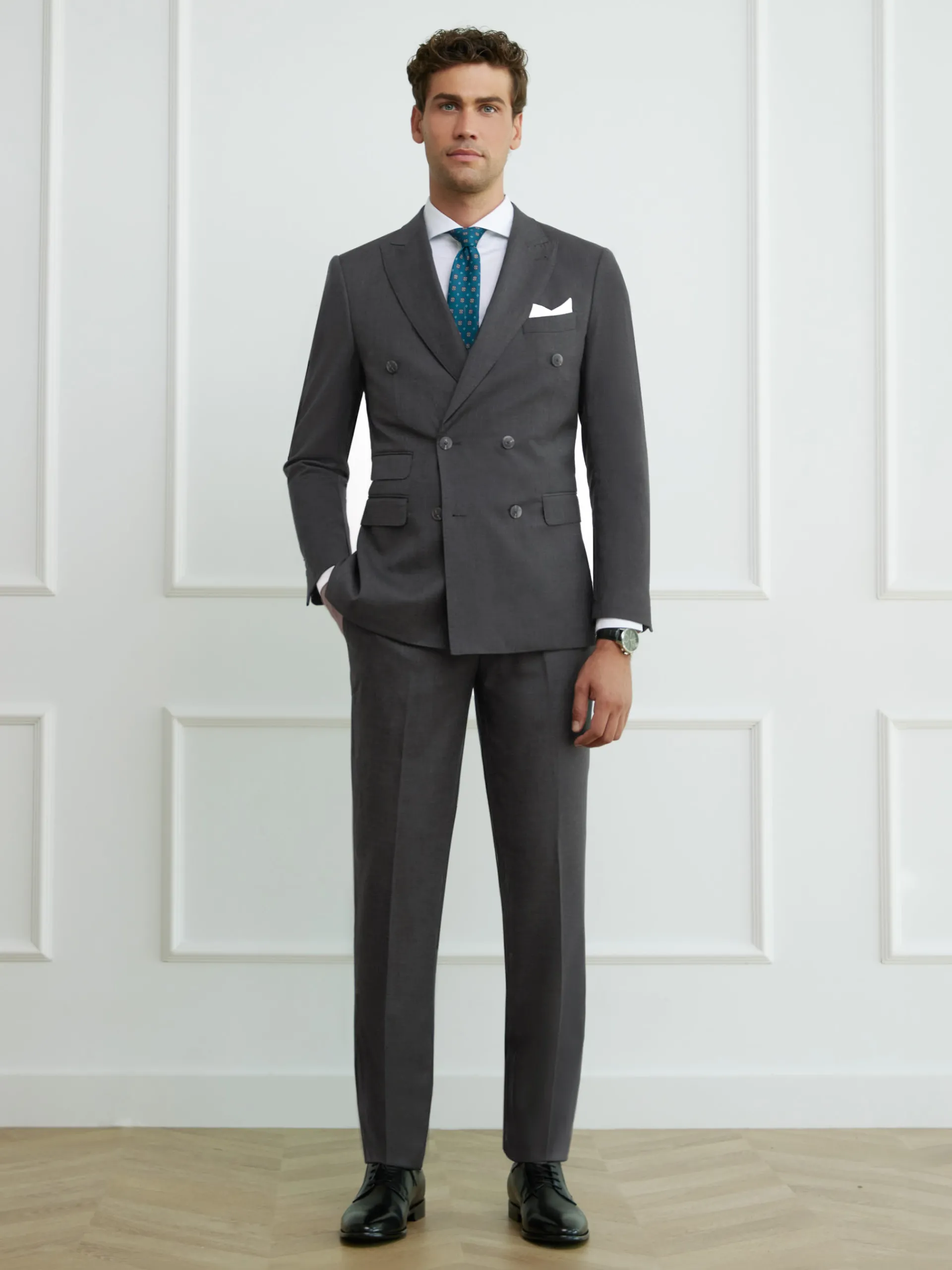 Trajes|Trajes-Alvaro Moreno AMERICANA FIL A FIL CRUZADO Gris