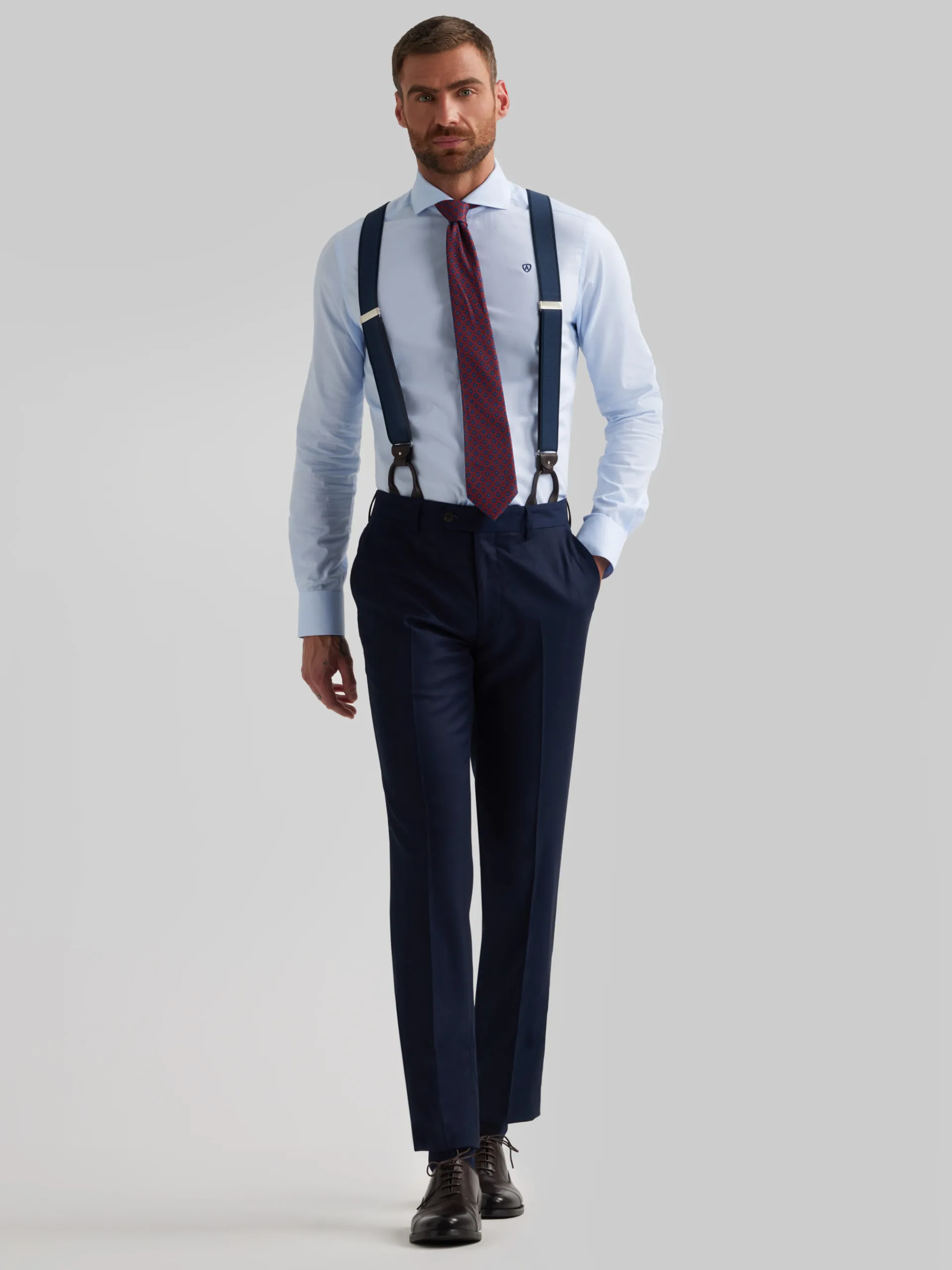 Trajes|Trajes-Alvaro Moreno PANTALON FIL A FIL CRUZADO Azul Marino