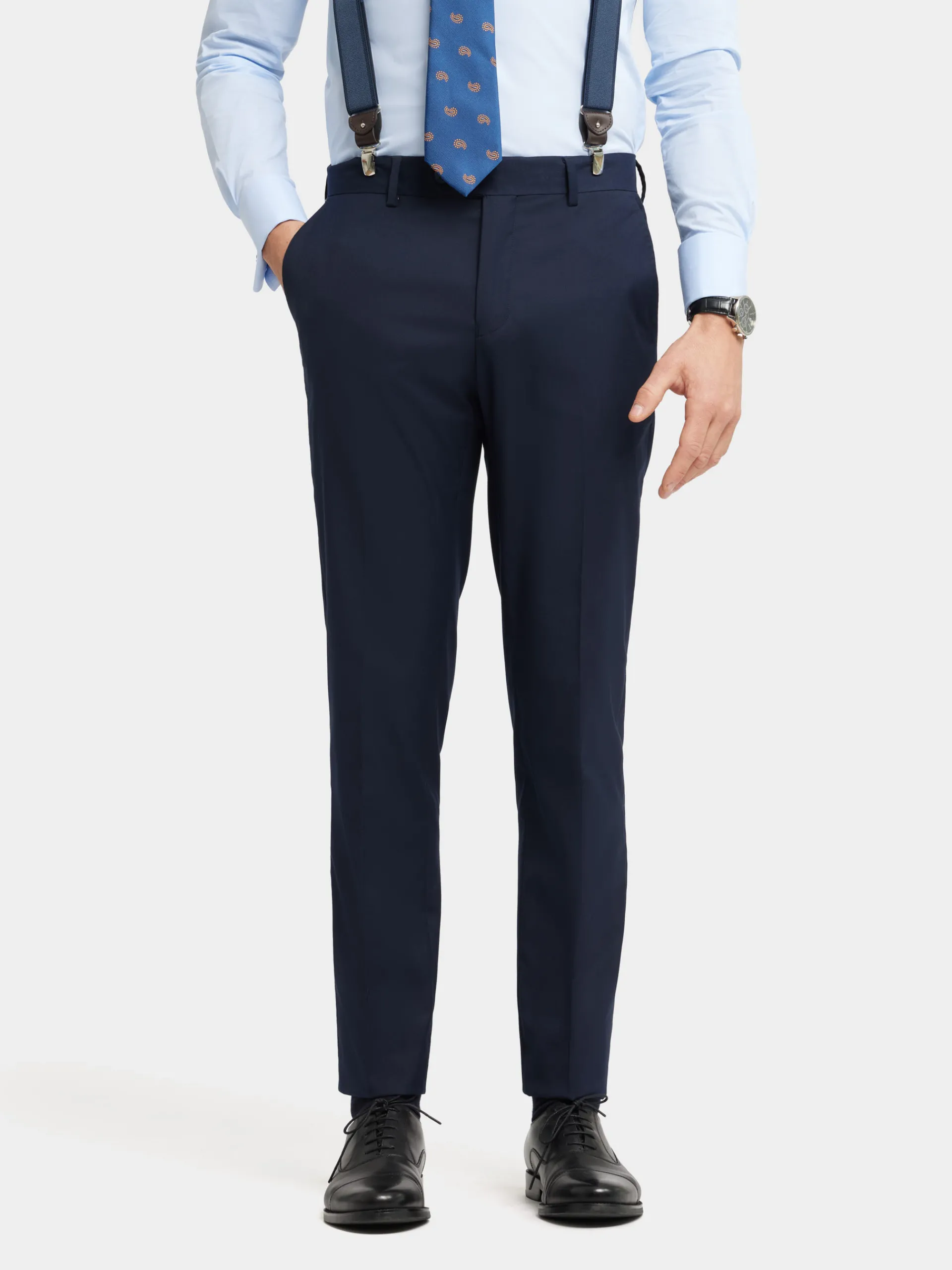 Trajes|Trajes-Alvaro Moreno PANTALON TWILL CRUZADO Azul Marino