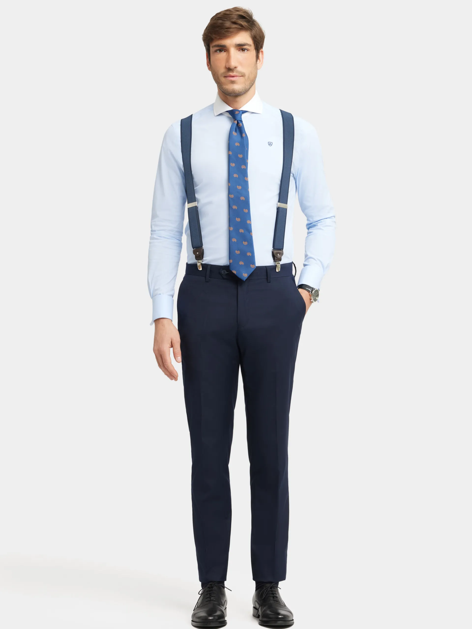 Trajes|Trajes-Alvaro Moreno PANTALON TWILL CRUZADO Azul Marino