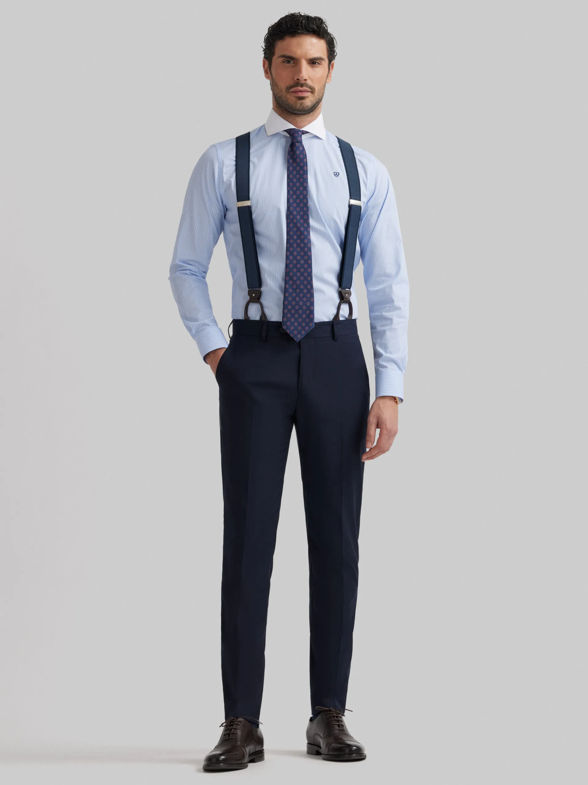 Trajes|Trajes-Alvaro Moreno PANTALON TWILL CRUZADO Azul Marino