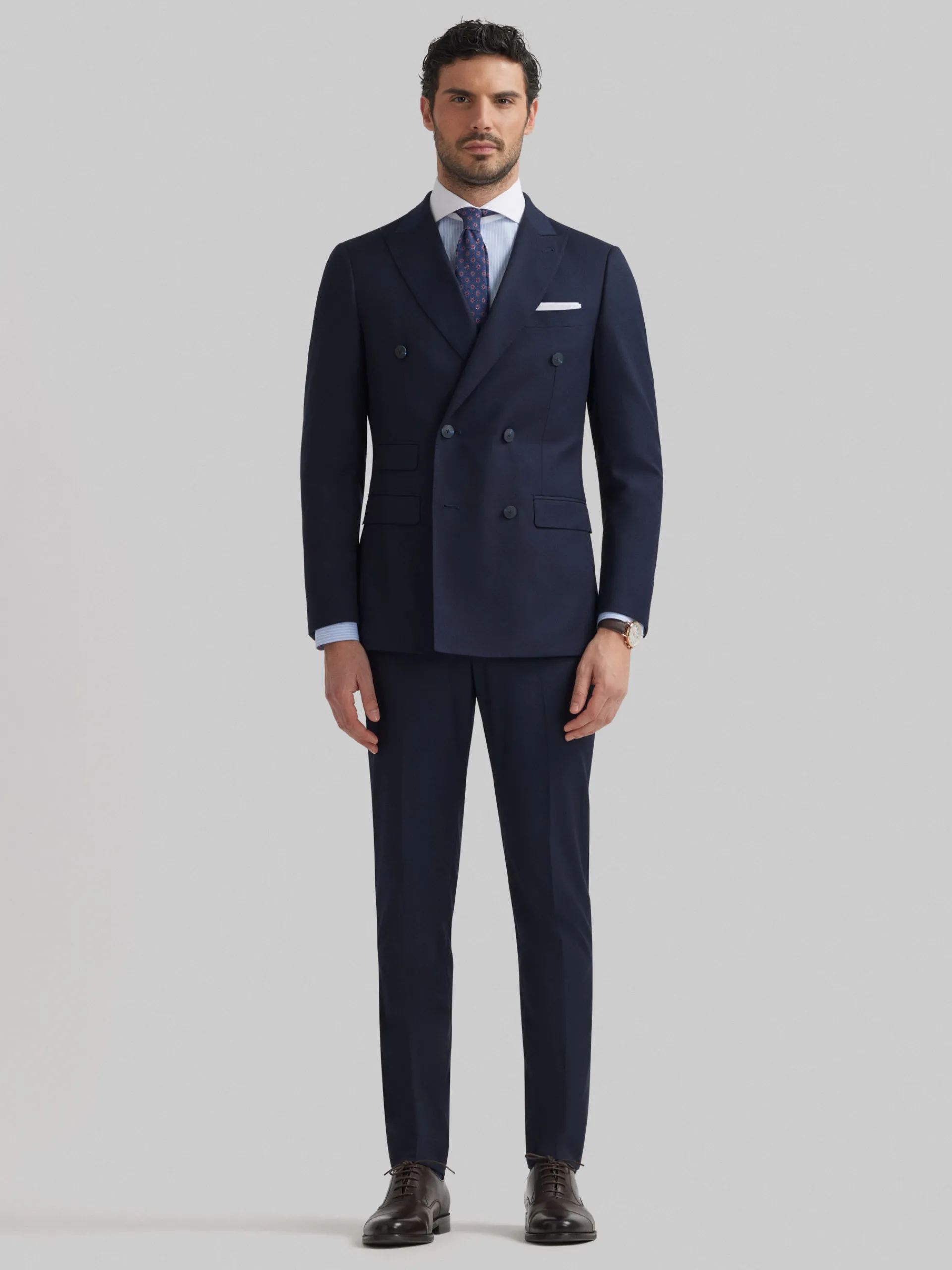 Trajes|Trajes-Alvaro Moreno PANTALON TWILL CRUZADO Azul Marino
